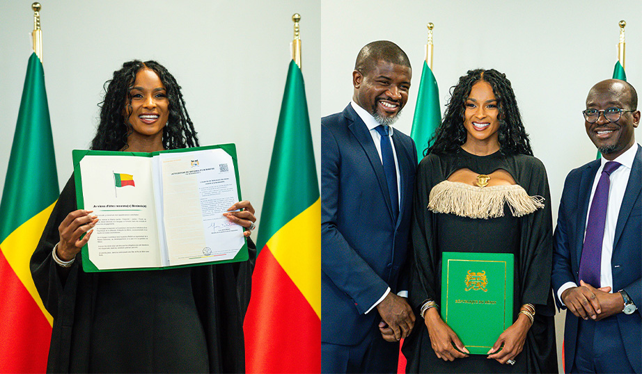 American singer, songwriter, and dancer Ciara has officially received Beninese citizenship, mar