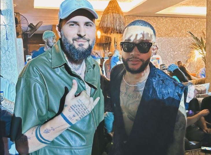 DJSKY & Atletico Madrid forward Memphis Depay at HEY IBIZA WAVE II Festival in Ghana