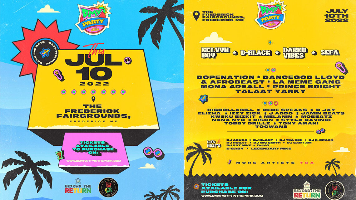 Enjoyment Minister D-Black, Kelvyn Boy, Sefa , Darko Vibes for - DMV PARTY IN PARK on July 10th in the USA.